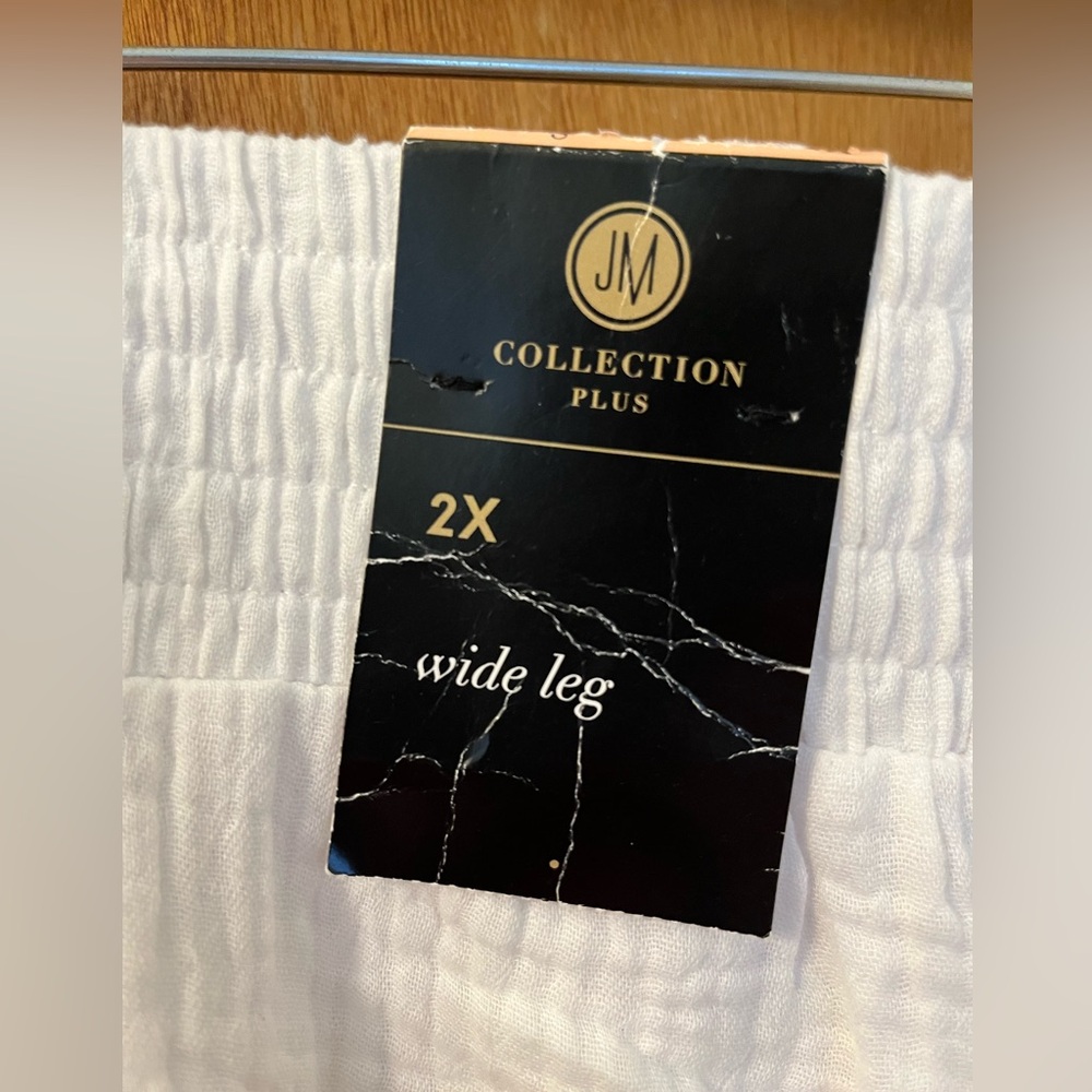 NWT white wide-leg elastic waist JM Collection pants 2X - Picture 3 of 6